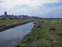 聖蹟桜ヶ丘の北を流れる多摩川130805